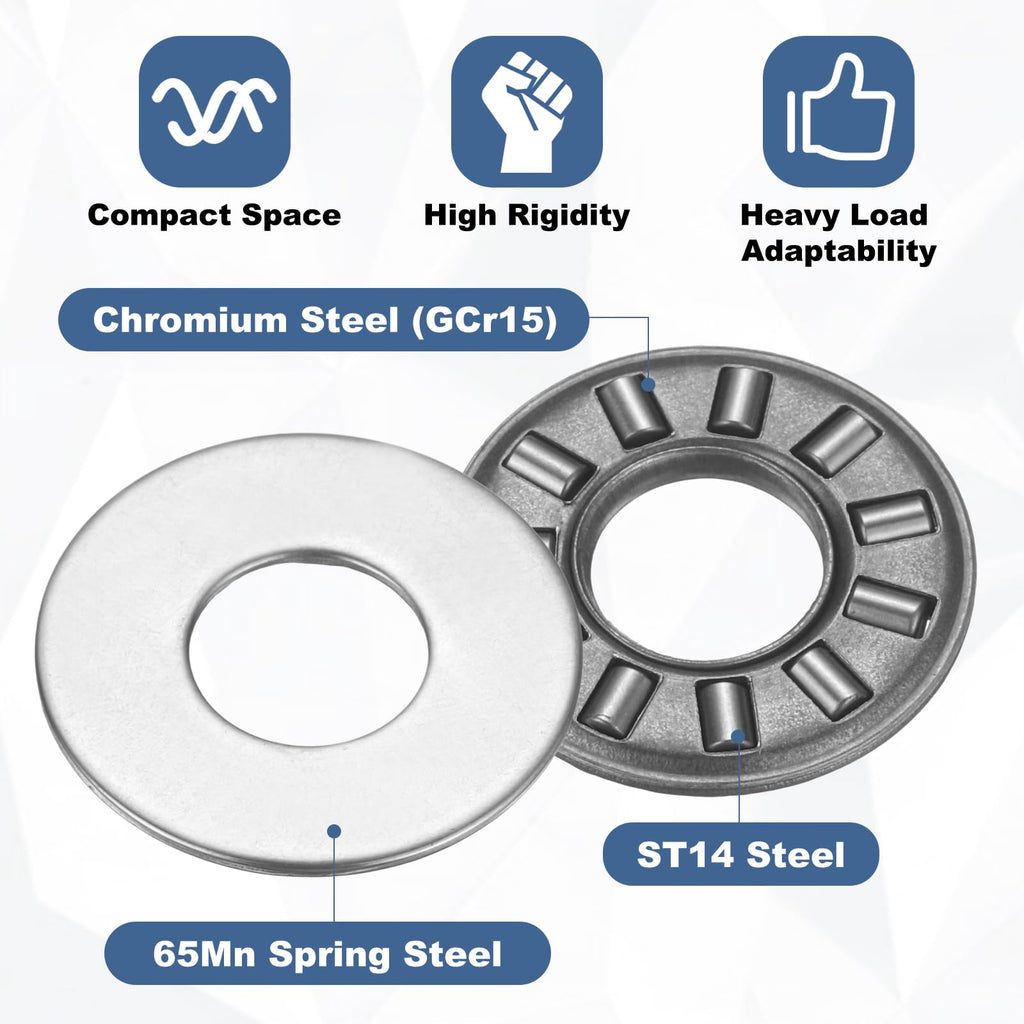 uxcell 4 Sets NTA613 Thrust Needle Roller Bearings with Washers, ID 3/8"