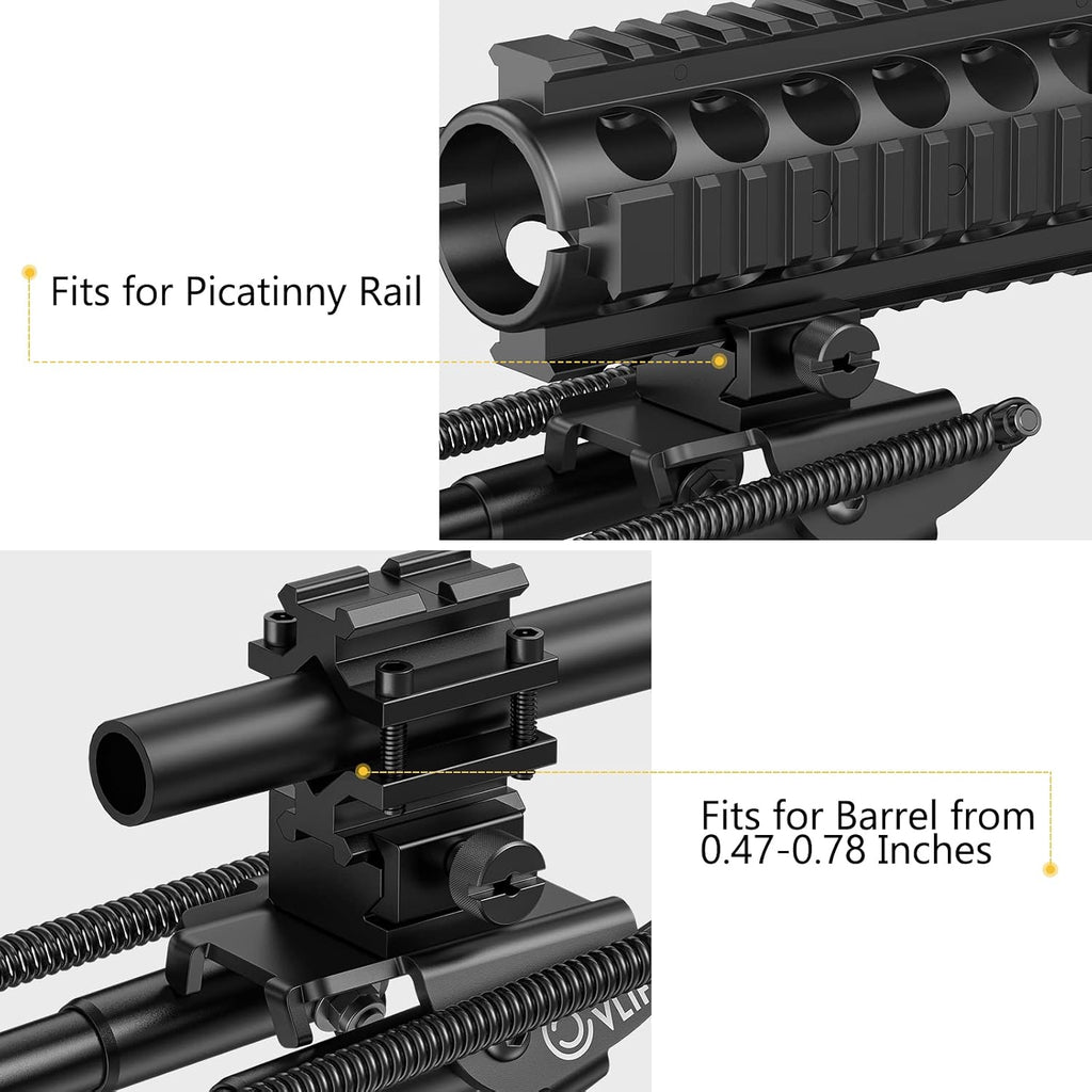 Rifle Bipod 6 to 9 Inches Picatinny Bipod for Hunting and Shooting | With Barrel Clamp Adapter, Sling Swivel Adapter