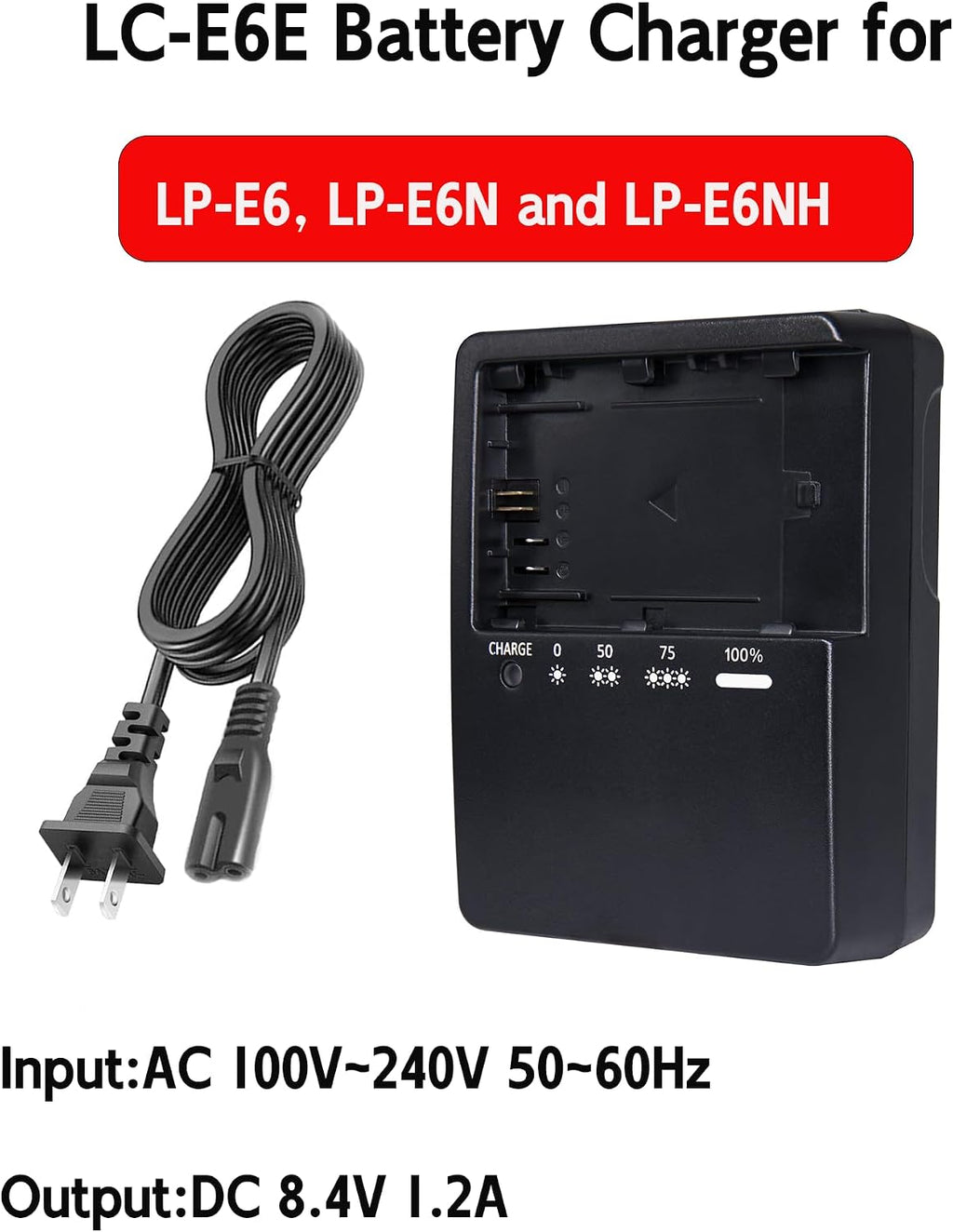 LC-E6 Battery Charger Compatible with Canon LP-E6 LP-E6N LP-E6NH, Replacement Camera Charger for EOS R5 R6 R7 5D Mark