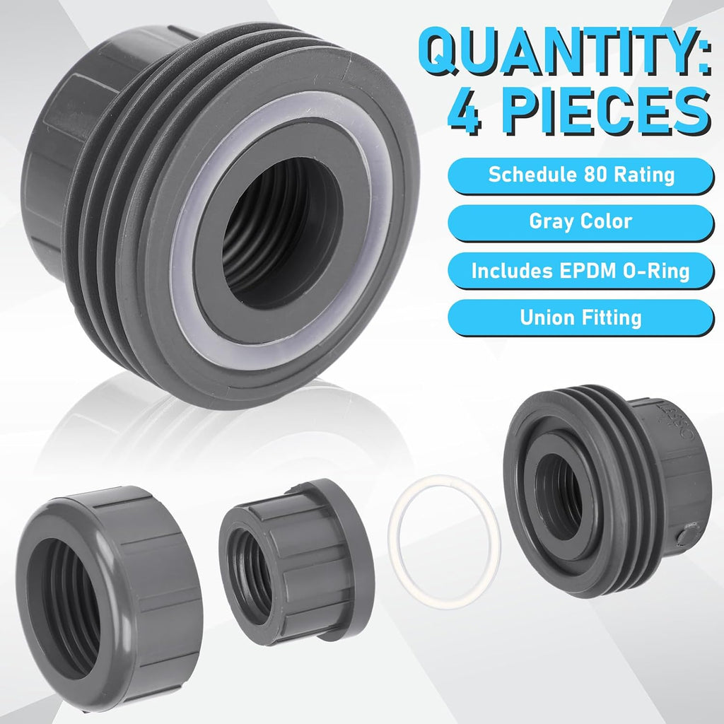 Pangda 4 Pack 1/2 Inch PVC Union Pipe Compatible with 898 Series