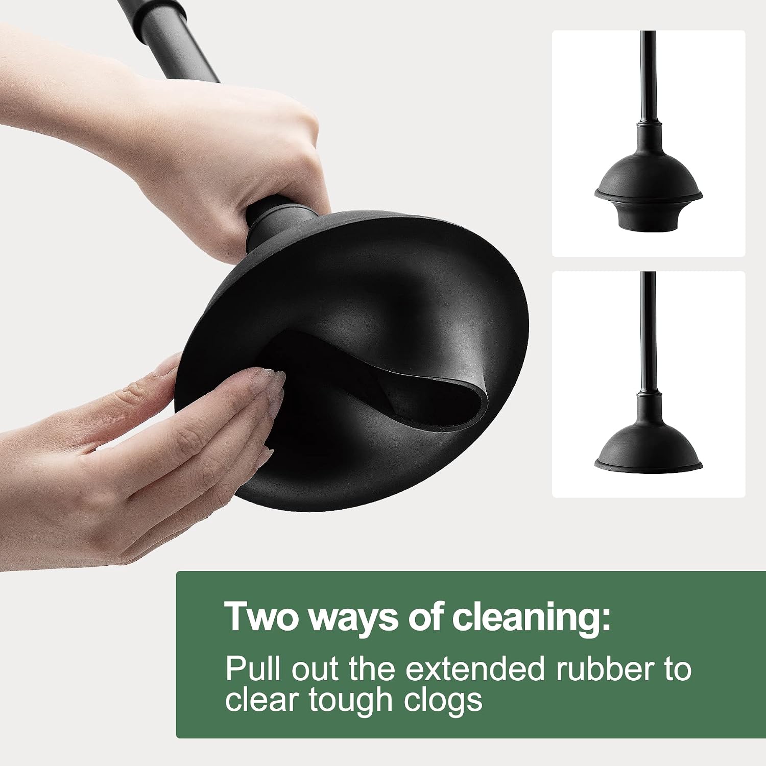 Toilet Plunger and Brush Set, 2-in-1 Compact Holder, Black | Unclogs Toilets, Deep Cleans Bowls, Nylon Bristles