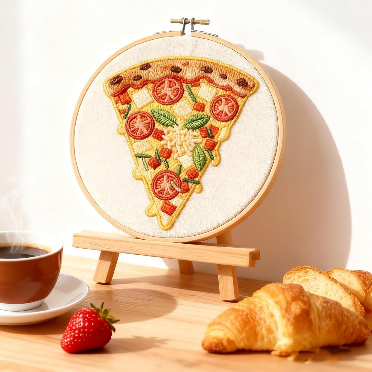 4 Set Strawberry Embroidery Kit with Hoops for Adult Beginners | Food/Drink Needlepoint Craft Kits Complete DIY