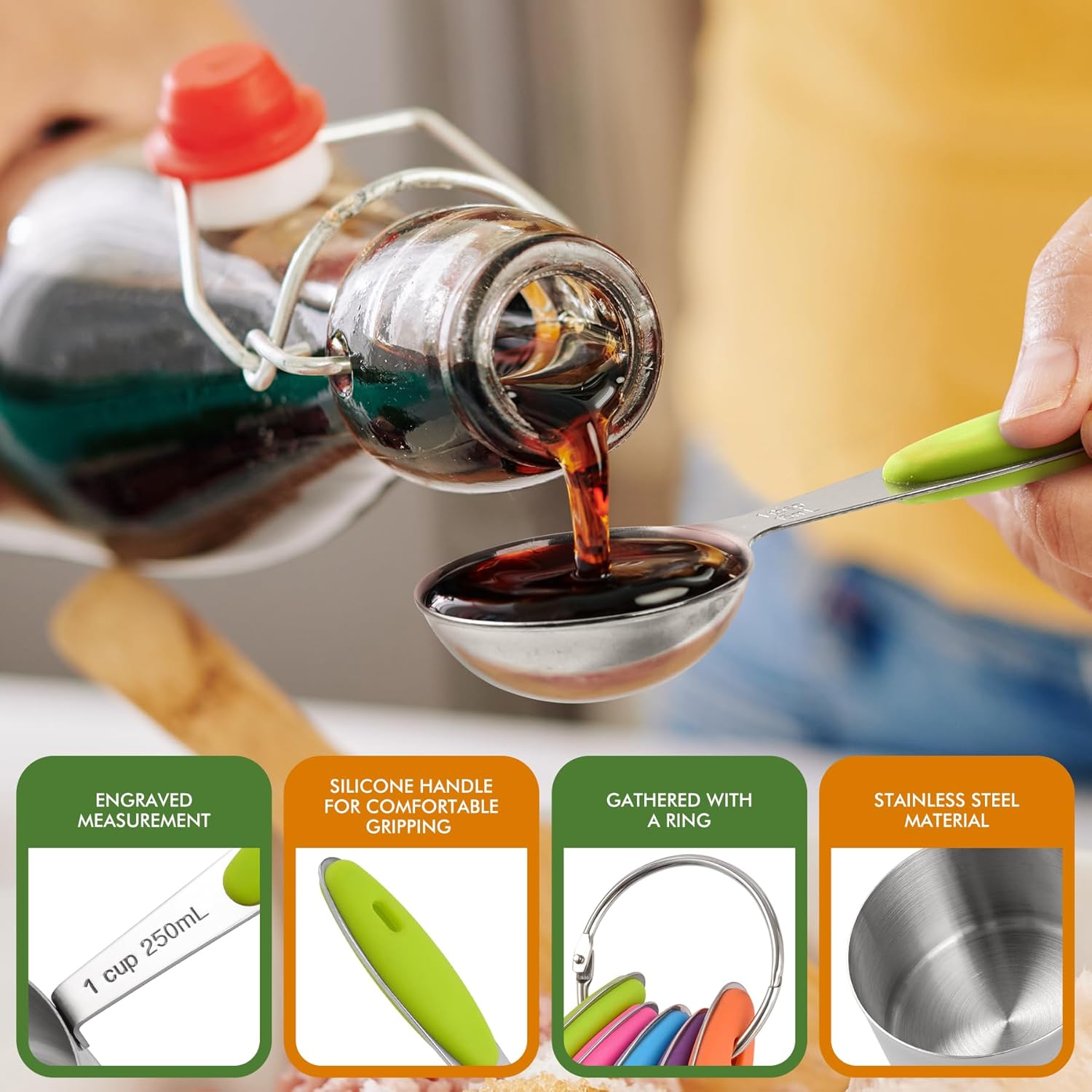 10-Pack Measuring Cups &Spoons Set, Kitchen Gadagets Cooking Baking, Measuring Spoons, Heavy Duty & Dishwasher Safe