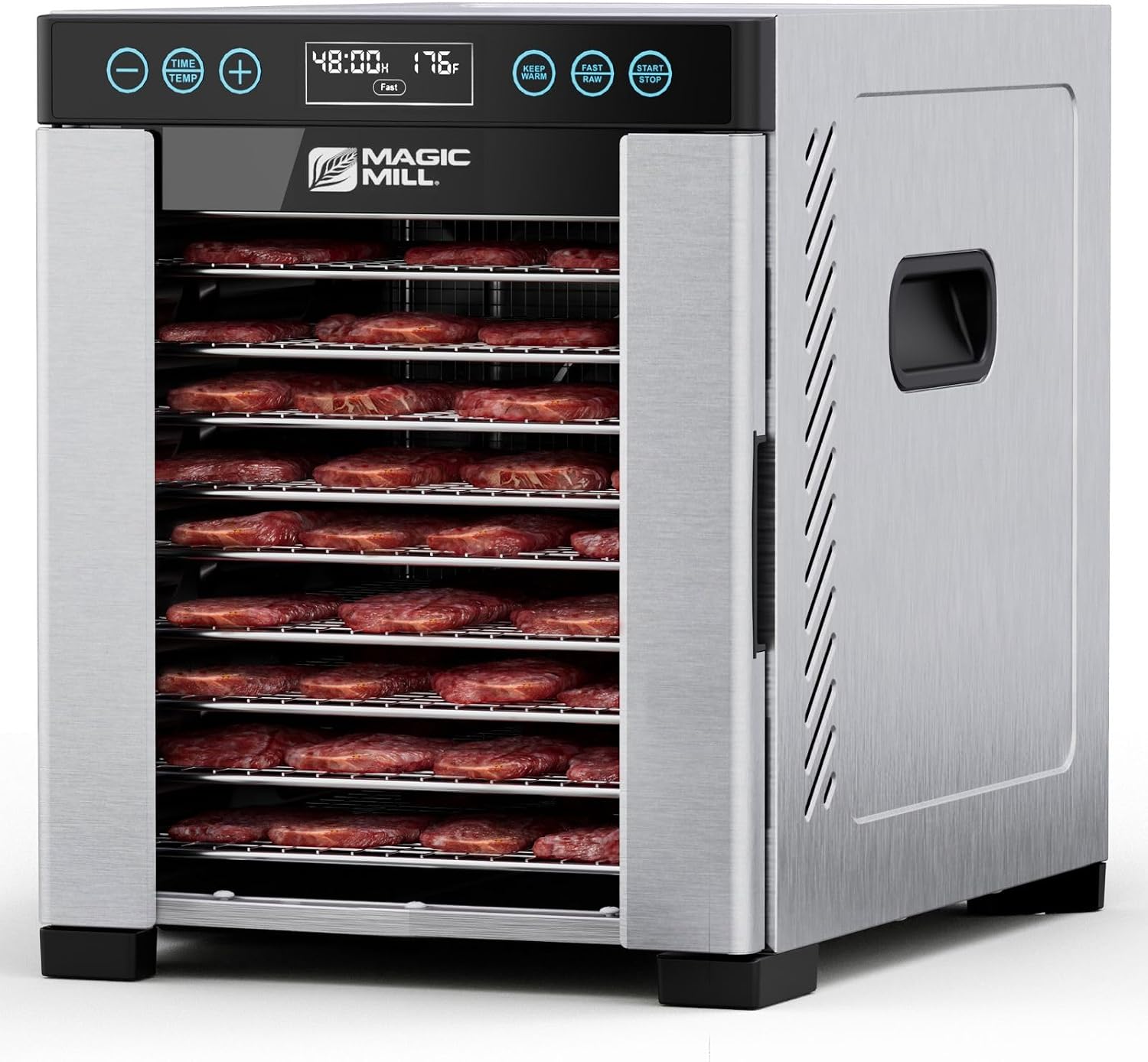 Pro Food Dehydrator Machine | 10 Stainless Steel Trays | Dryer for Jerky, Dog Treats, Herb, Meat, Beef, Fruit | Keep