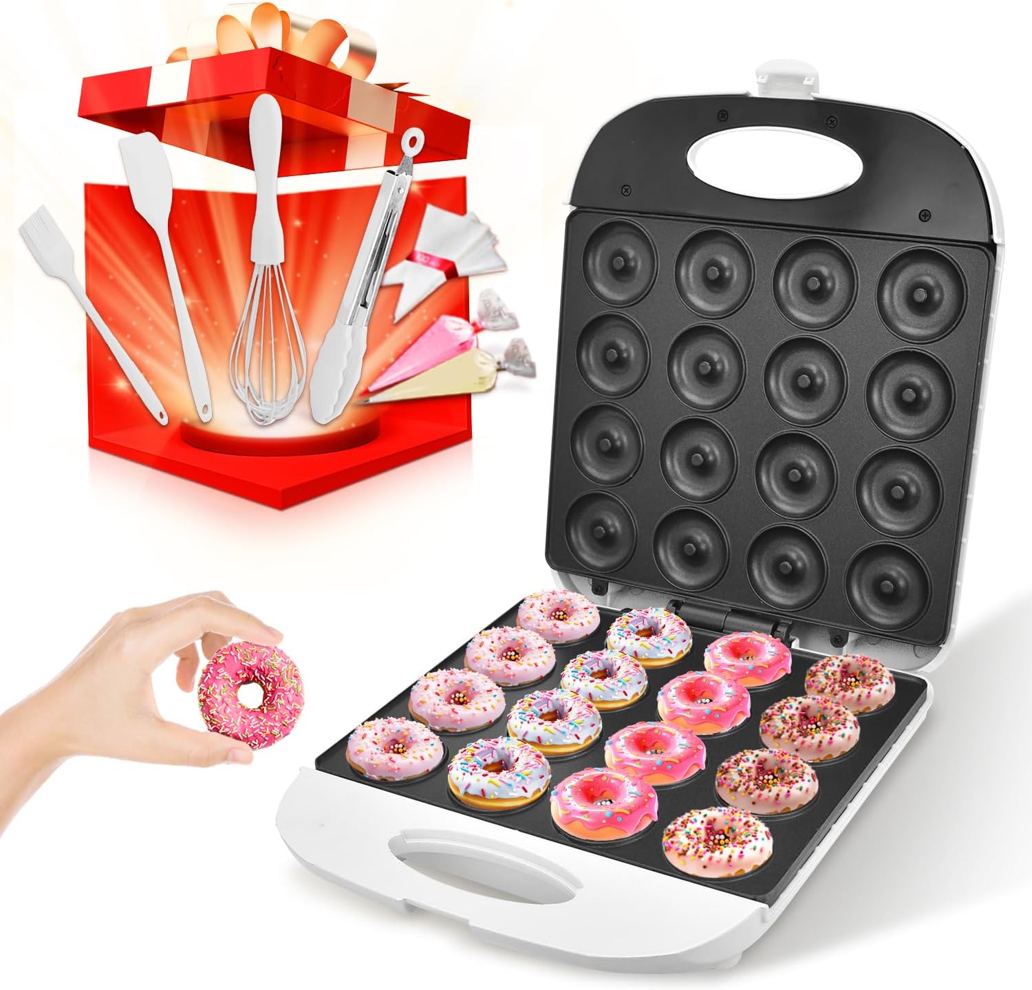 Mini Donut Maker | Non-Stick, 2 Inch, 16 Donuts, Cool-Touch