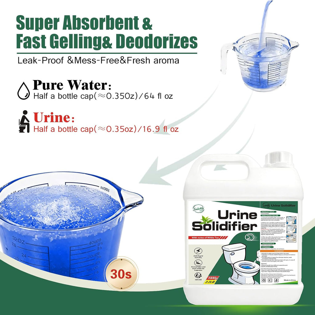 Pee Powder for Camping Toilet Gel,Urine Solidifier Powder Super Absorbent Portable Camping Toilet Deodorizer Liquid