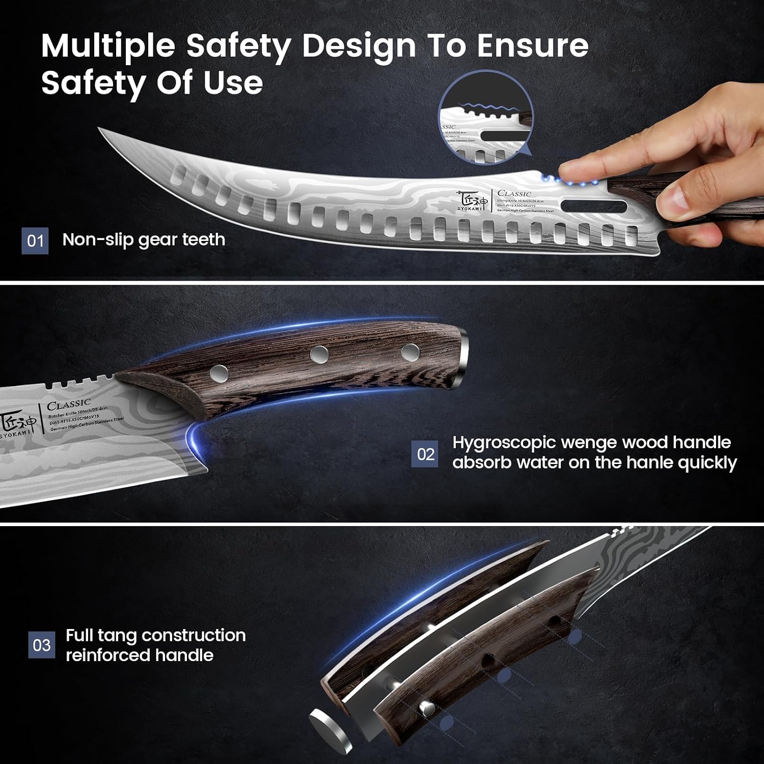Butcher Knife Set, Cleaver, Breaking & Boning Knife for Meat & BBQ