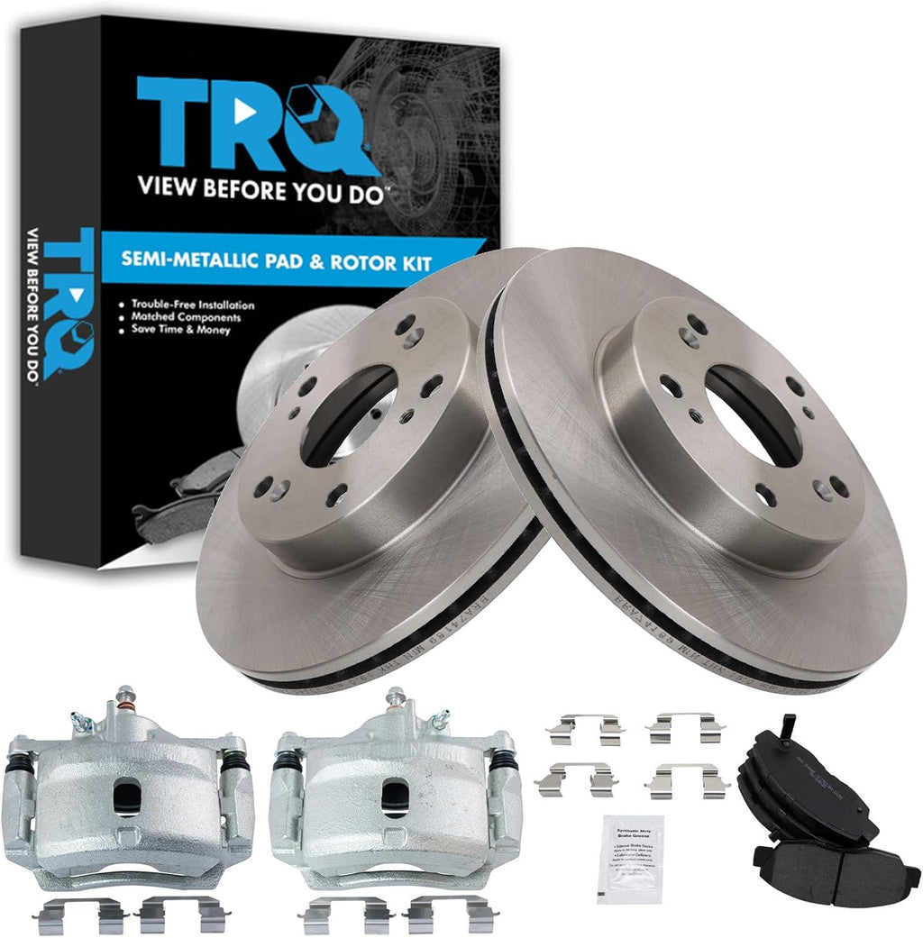 Front Brake Pad and Rotor Set Semi Metallic Rotors Calipers Compatible with 2006-2011 Honda Civic