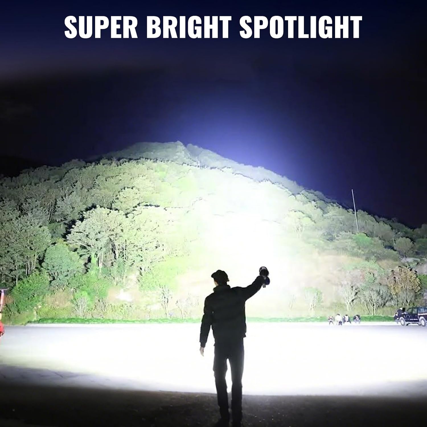 Rechargeable Spotlight,2000000 LM Super Bright Handheld Spot Light LED Flashlight High Lumens,Powered Spotlight Large