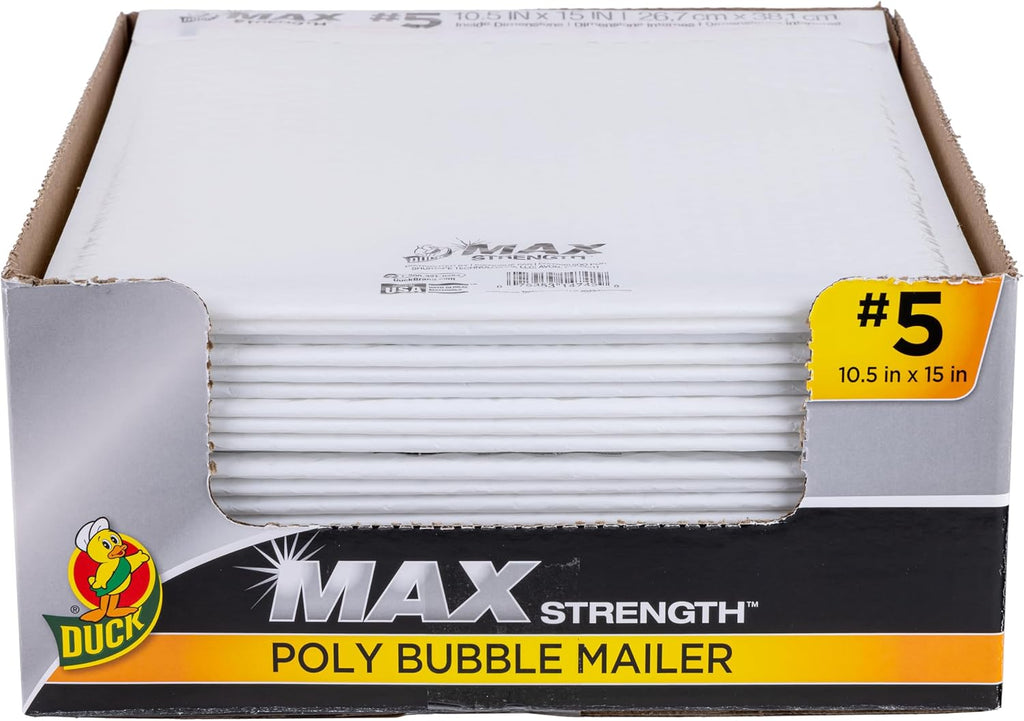 Brand #5 Poly Bubble Mailers, White, 10.5 inch x 15 inch, 25 Pack