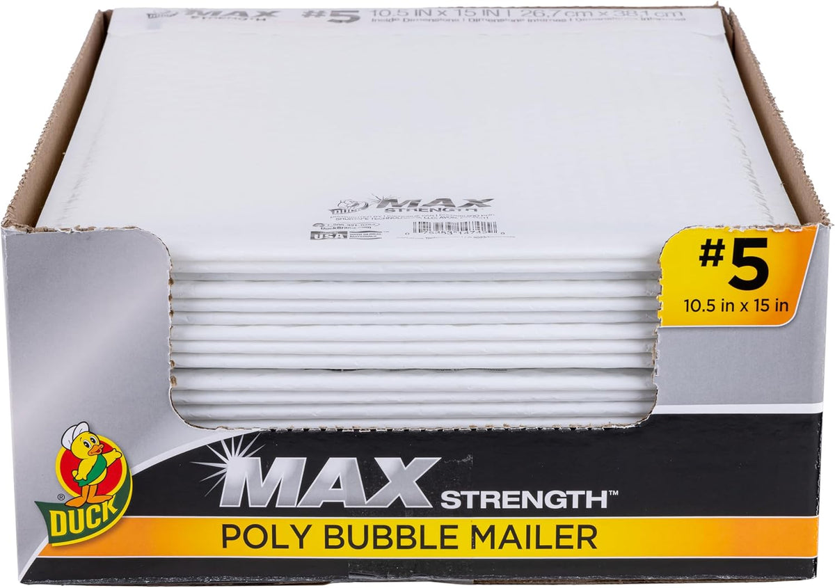 Brand #5 Poly Bubble Mailers, White, 10.5 inch x 15 inch, 25 Pack