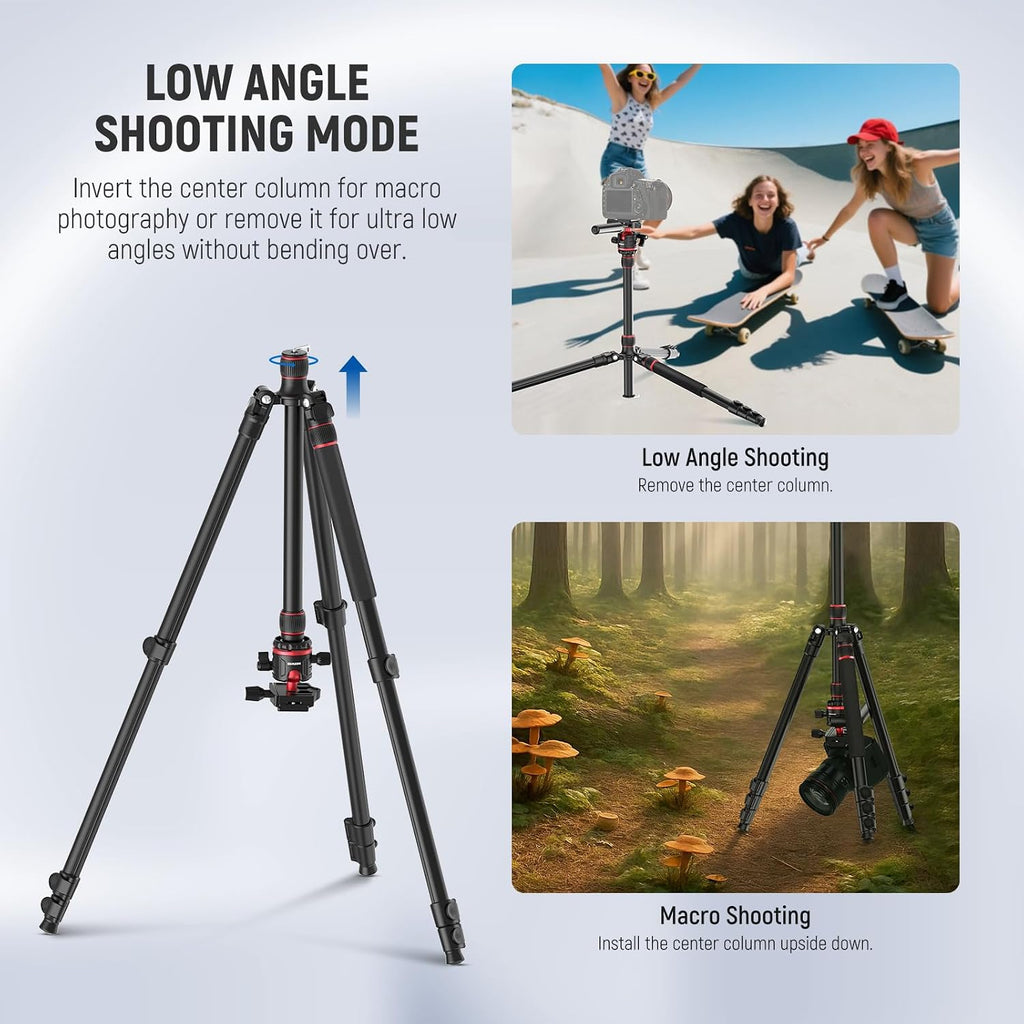 Basics Camera Tripod Monopod, 77" Compact Lightweight Travel DSLR Video Stand, 360° Ball Head, Arca Type QR Plate