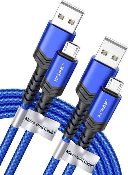 Micro USB Cable for Android, (2-Pack 6.6FT) Kindle Charger Cord Replacement, Nylon Braided USB Micro Charging Cable