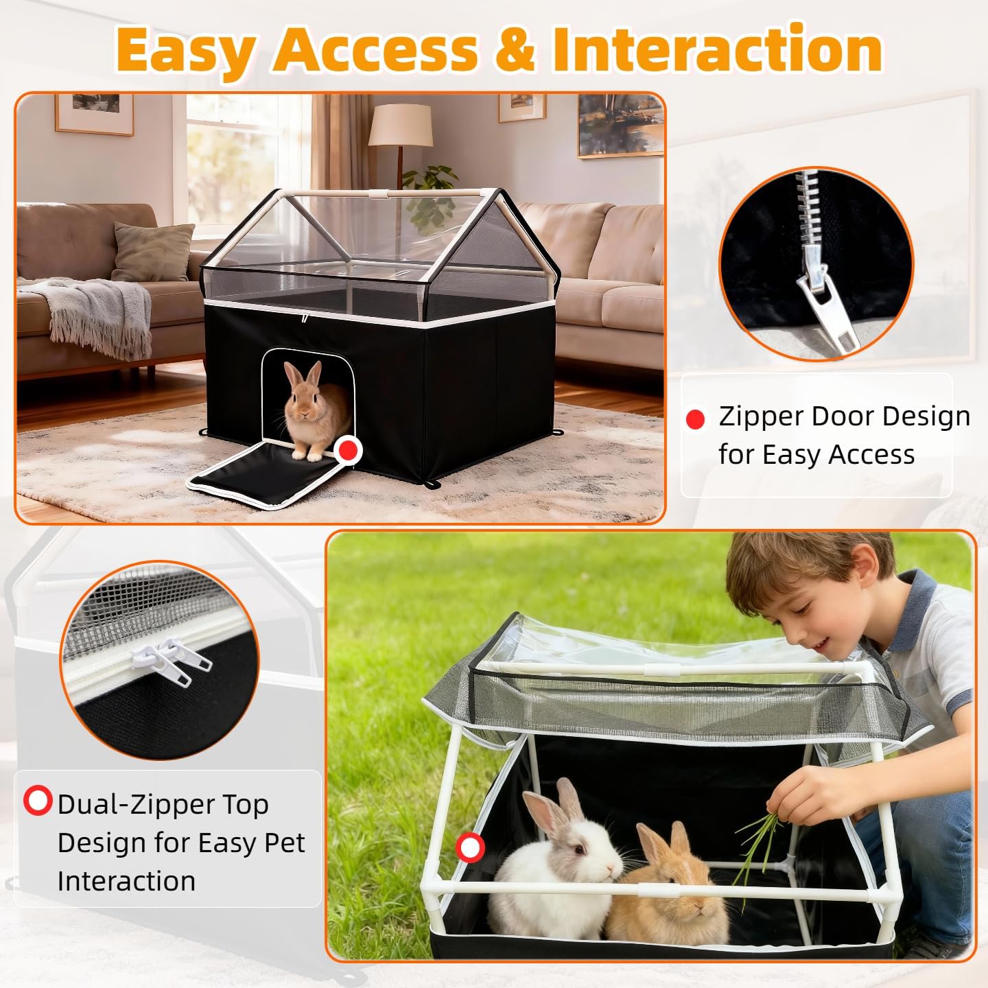 Small Animal Playpen Pet Cage Tent Chicken Brooder Guinea Pig Cages with Detachable Kitten Playpen Enclosed