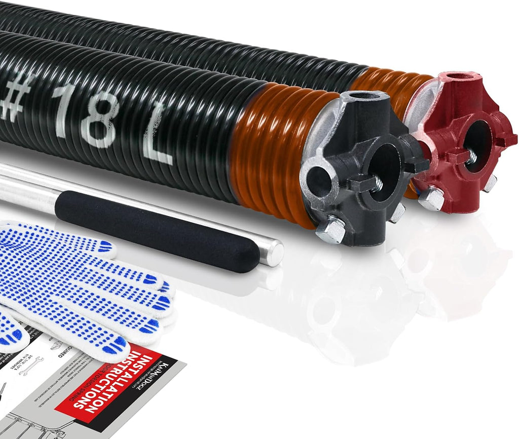 Pair of 2" Garage Door Torsion Springs Set with Non-Slip Winding Bars & Gloves, High Quality Precision