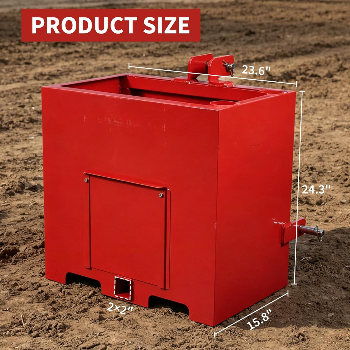 Ballast Box for Tractors with 800 LB Load Capacity and 5 Cu.ft Heavy Duty Steel Ballast Fits Category 1 Three Point