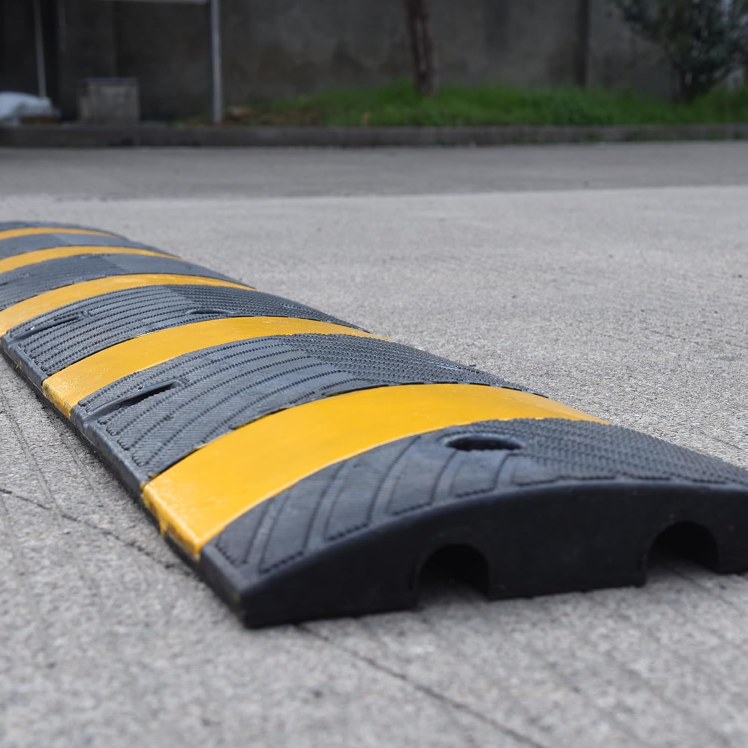 2-Pack 6FT Speed Bumps with 8 Bolts | Heavy Duty Rubber Driveway Bump for Asphalt, Concrete, Gravel, 2-Channel Cable