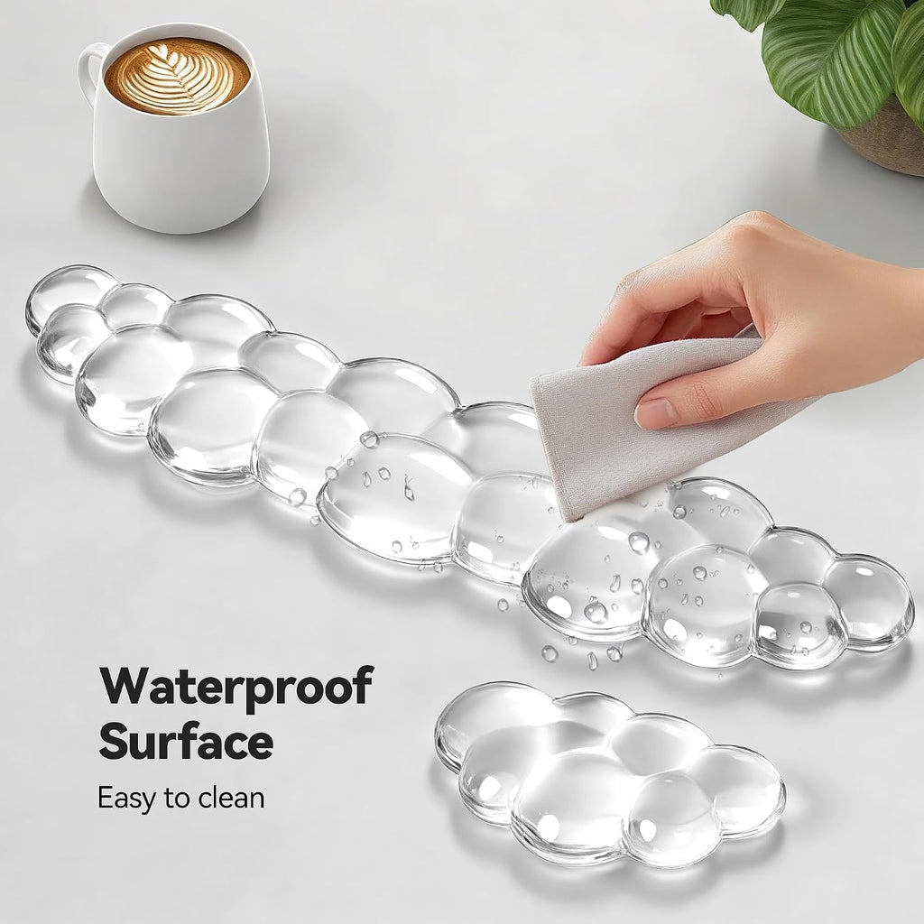Gel Cloud Wrist Rest Set, Cloud Wrist Rest with Non-Slip Base, Clear Wrist Pad for Keyboard with Mouse Wrist Rest for