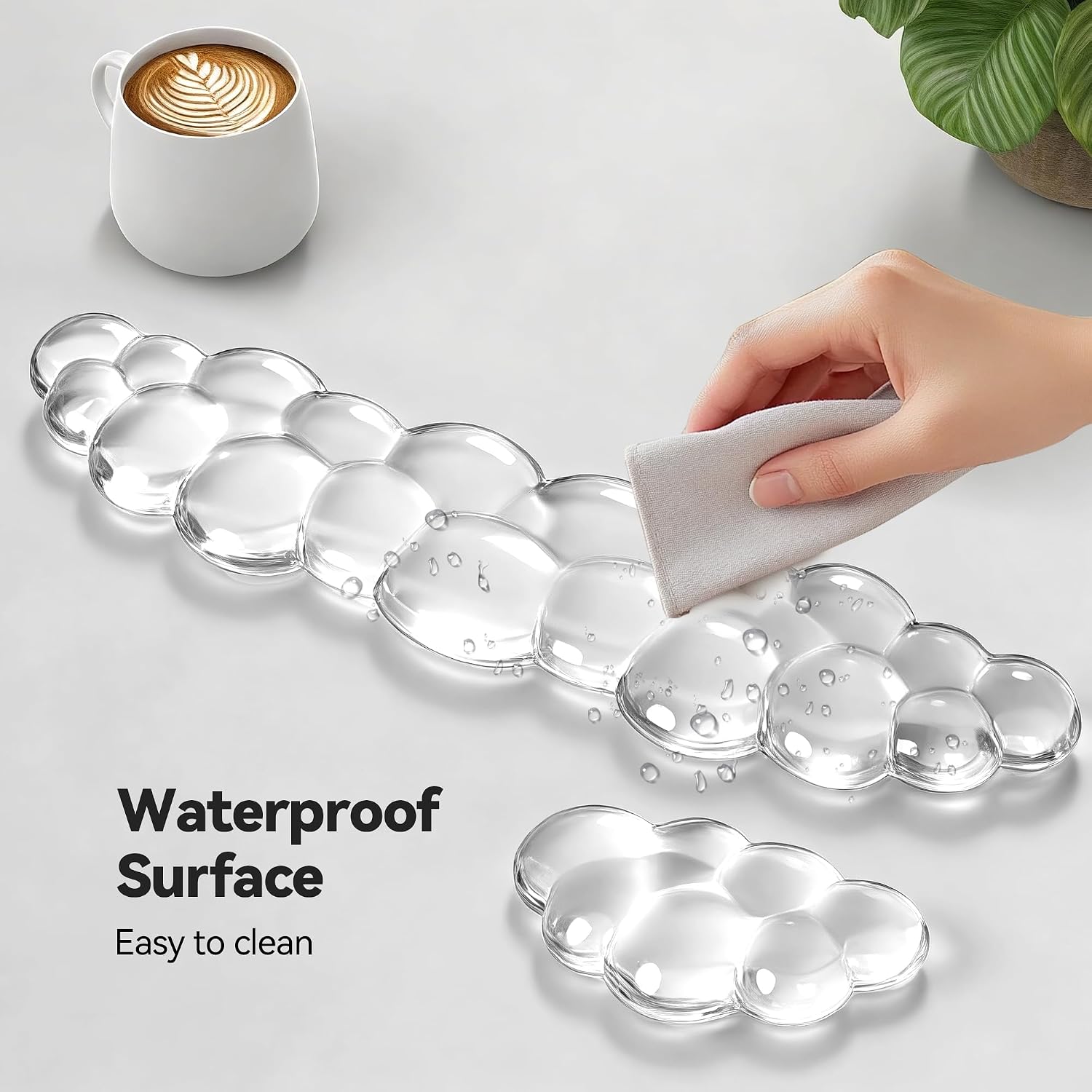 Gel Cloud Wrist Rest Set, Cloud Wrist Rest with Non-Slip Base, Clear Wrist Pad for Keyboard with Mouse Wrist Rest for