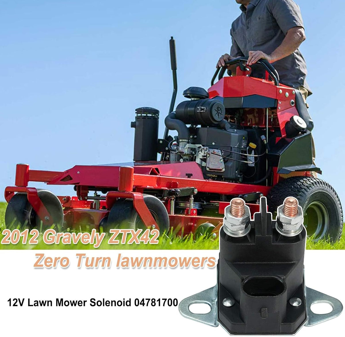 04781700 Mower Starter Solenoid 12V Compatible with Grave-ly Ari-ens Zero Turn Mowers Zoom IKON ZTX ZT XL