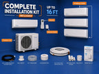 Mini Split AC/Heating System, 4 Zone, White, 36000 BTU