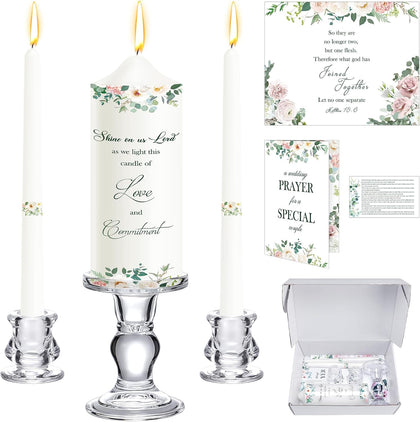 3 Pack Unity Candles with Glass Holder for Wedding Ceremony Wedding Unity Taper Candles Religious Ceremony