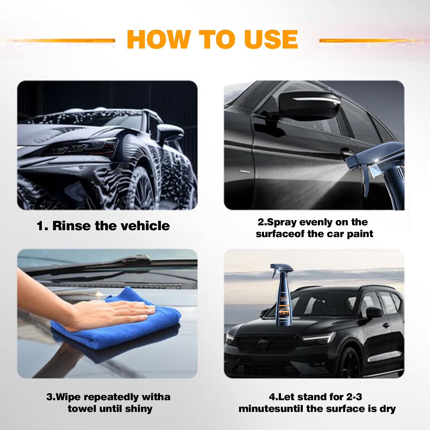 Ceramic Coating for Cars, Waterproof Auto Paint Coating - Graphene Infused, Scratch Resistant & High Gloss Auto Paint