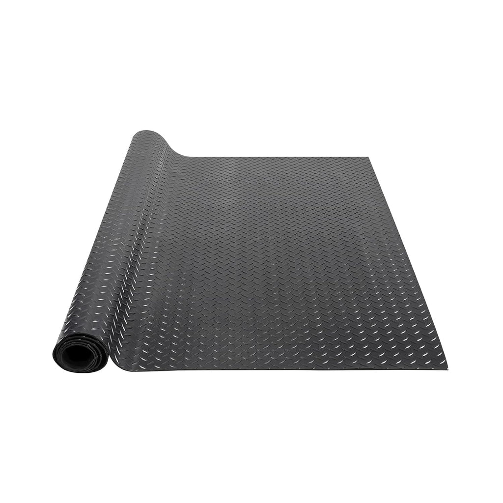 Diamond-Plate Rubber Flooring Roll, 3 mm x 4 ft x 10 ft Garage Floor Mat, SBR, Easy to Clean, Diamond Plate Rubber