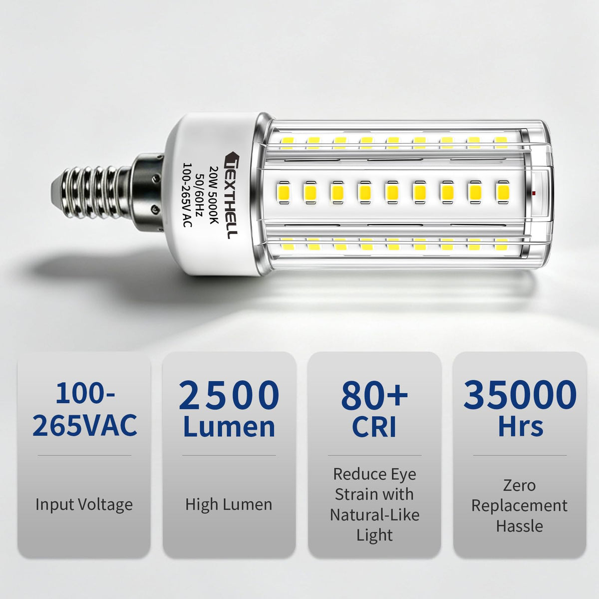 20W E12 Base LED Corn Light Bulb 6pack Corn Bulb 5000K Daylight Bulb