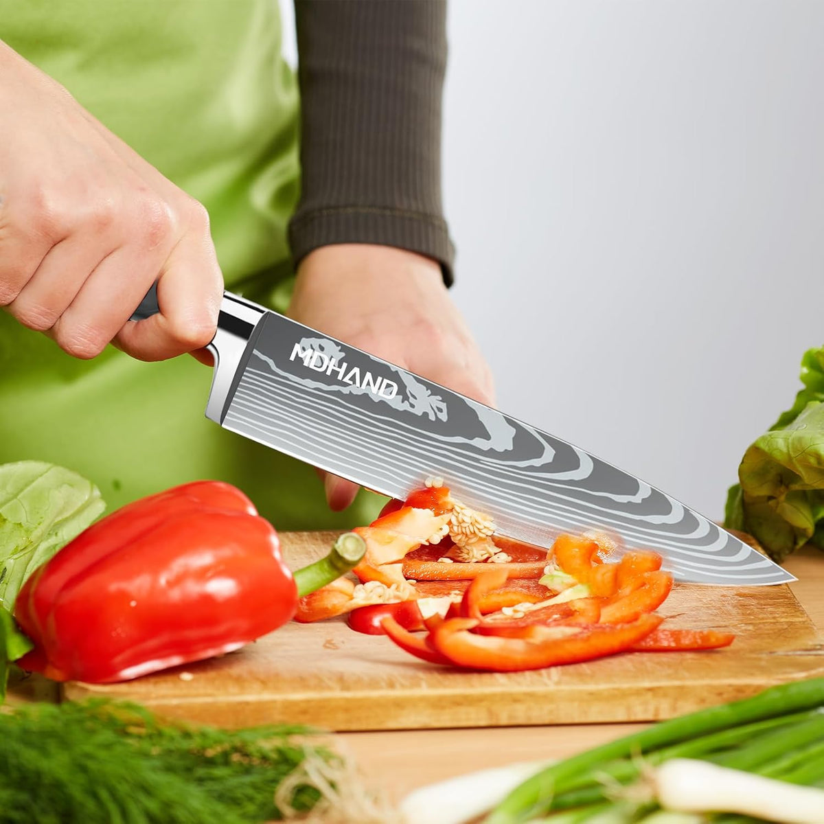 Chef Knife Set with Roll Bag, Professional Knife Set with Sharpener