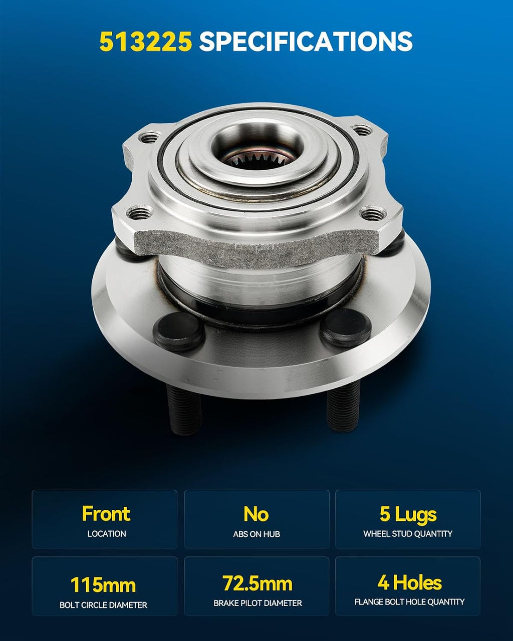 PHILTOP 513225 x1 AWD Front Wheel Bearing Hub Assembly for Chrysler 300