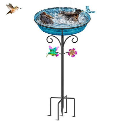 Metal Bird Bath for Outside, Freestanding Garden Bird Baths Bowl, Vintage Birdbath for Outdoors Yard Garden Lawn