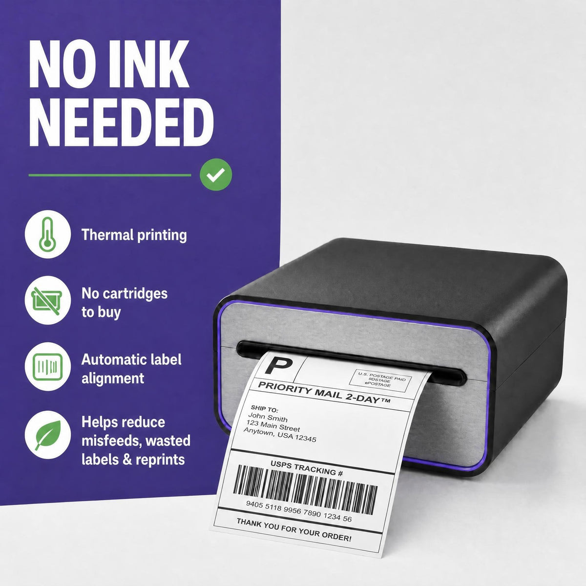 4x6 Thermal Label Printer - Bluetooth, Wireless, 2 Extra Label Rolls