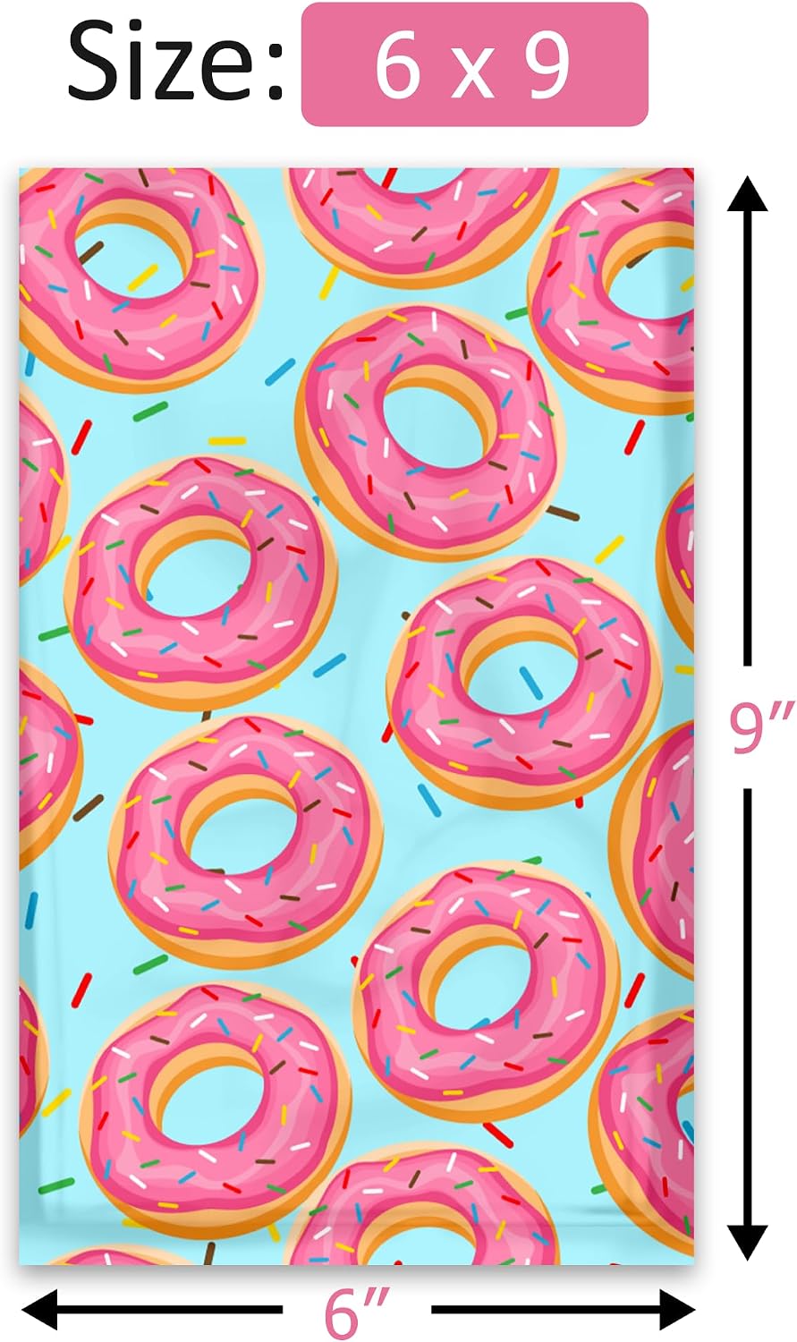 6x9 (100) Sprinkled Donuts Designer Poly Mailers Shipping Envelopes Premium Printed Bags