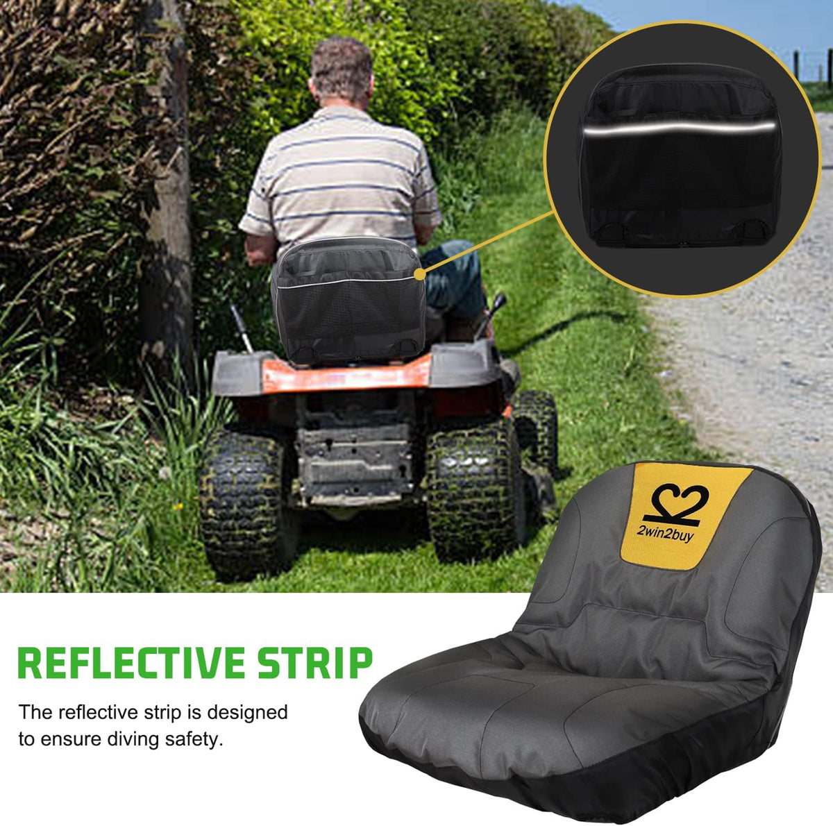 Riding Lawn Mower Seat Cover 600D Non Slip Tractor Seat Cover with Padded | Heavy Duty Seat Covers Universal Fits for
