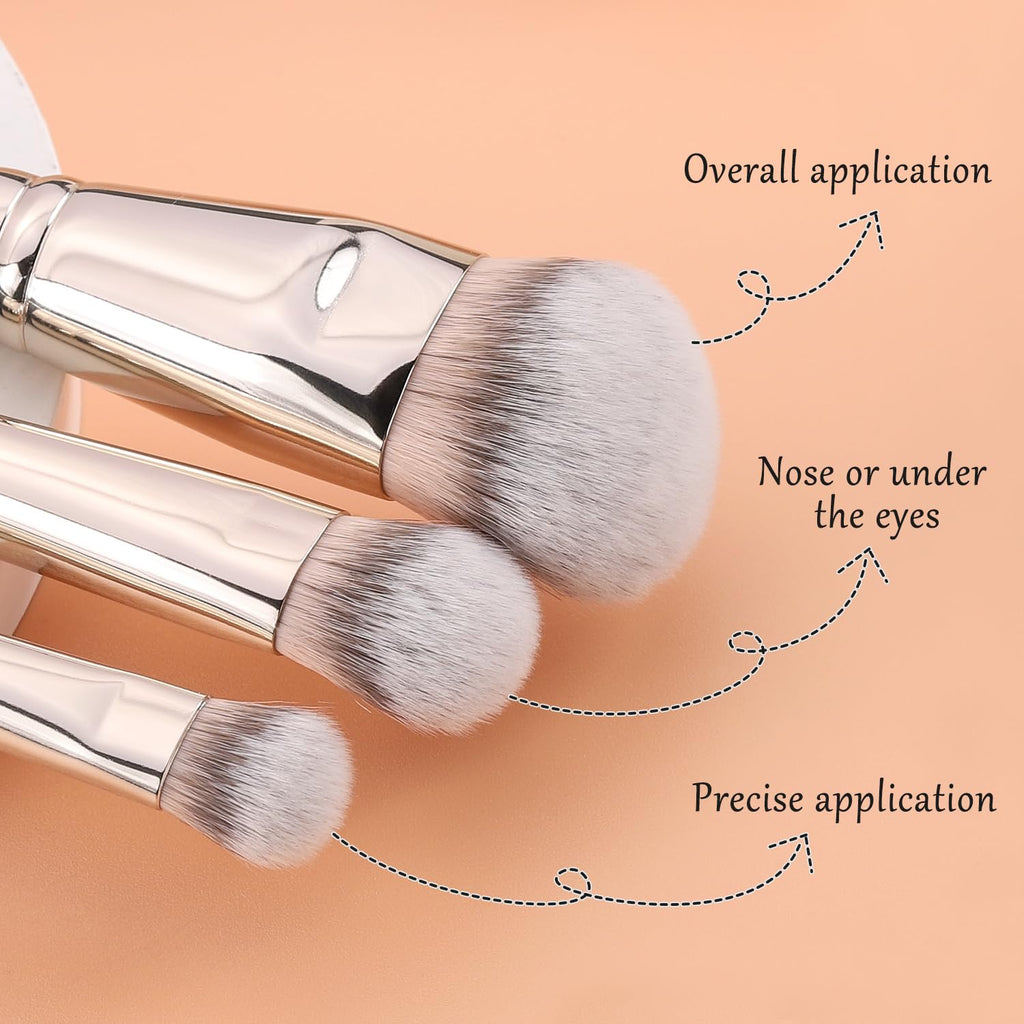 3Pcs Foundation Concealer Highlight Brush, Cat Paw Under Eye Brush | Large buffs foundation, blends contours, sweeps