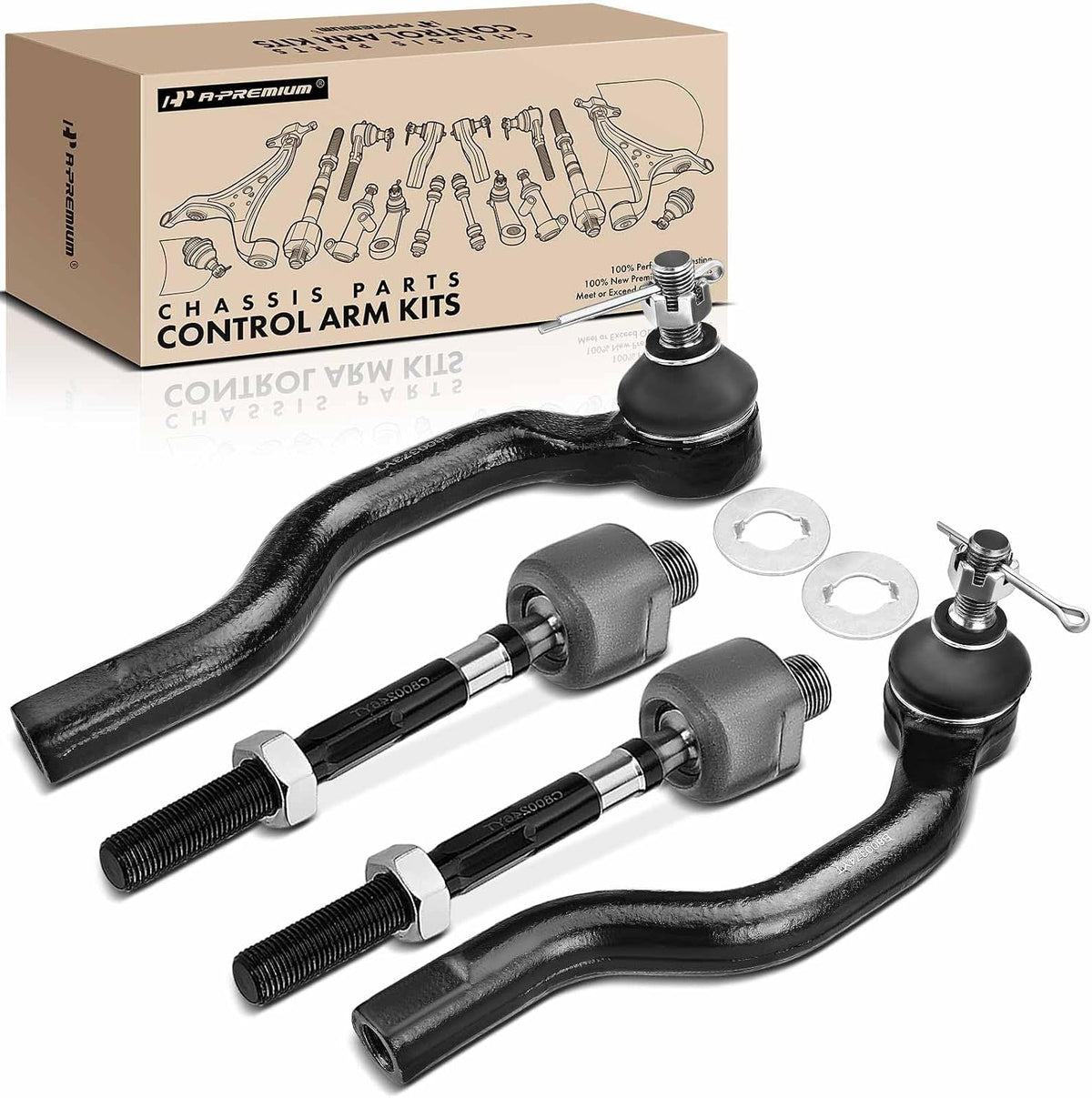 A-Premium Front Inner & Outer Tie Rod End Kit Fix Uneven Tire Wear