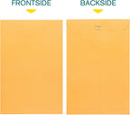 Clasp Envelopes - 10 x 15 Inch Brown Kraft Catalog Envelopes with Clasp Closure & Gummed Seal – 28lb Heavyweight