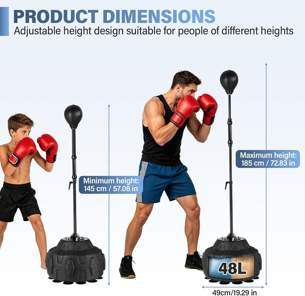 Cobras Reflex Bag Boxing Boxing Speed Bag with Stand 57-72in Height | Adjustable Standing Punching Bags for Adults