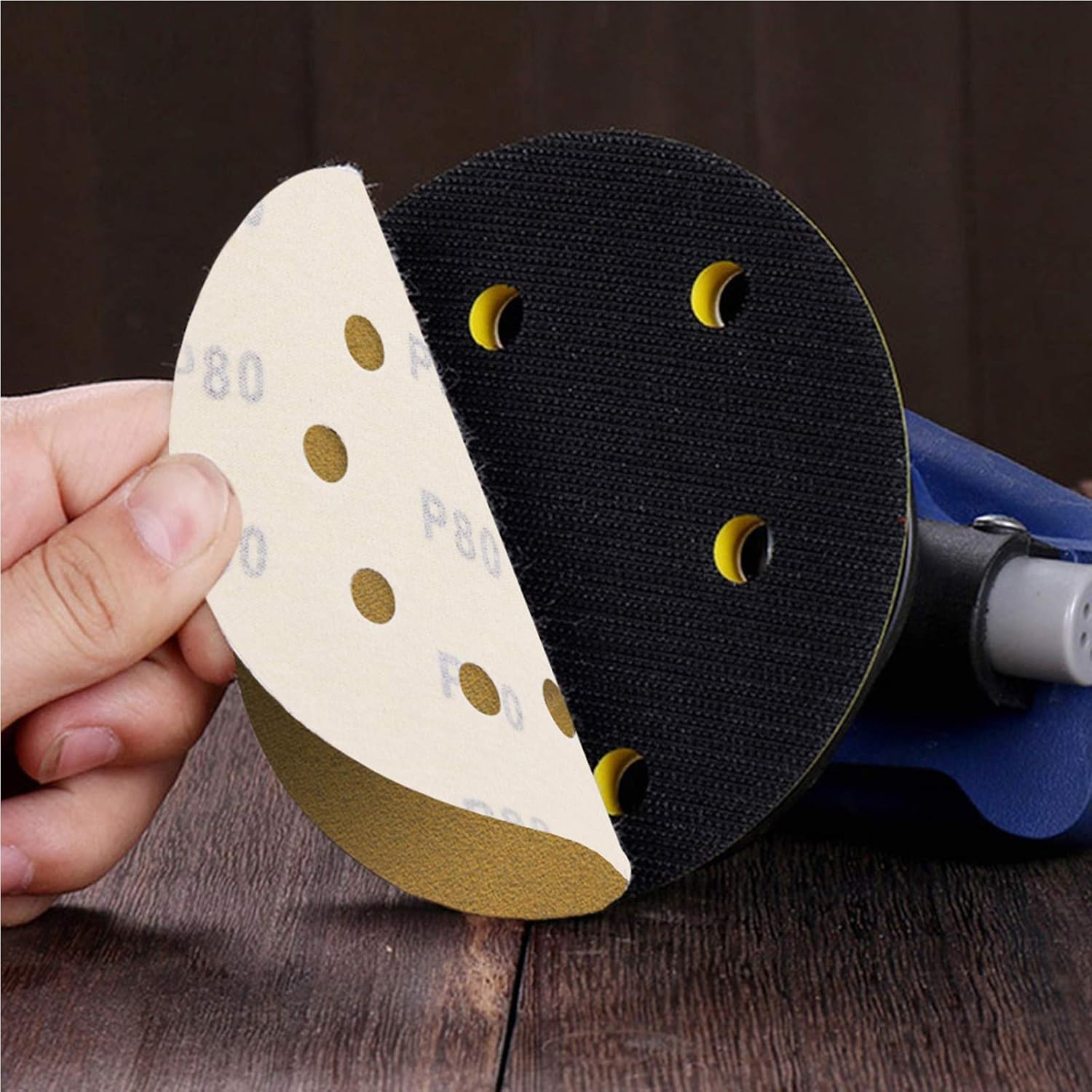 5-Inch 8-Hole Hook and Loop Sanding Discs, Orbital Sander Sandpaper Discs, 100 Pieces Round Sandpaper Set Include 60