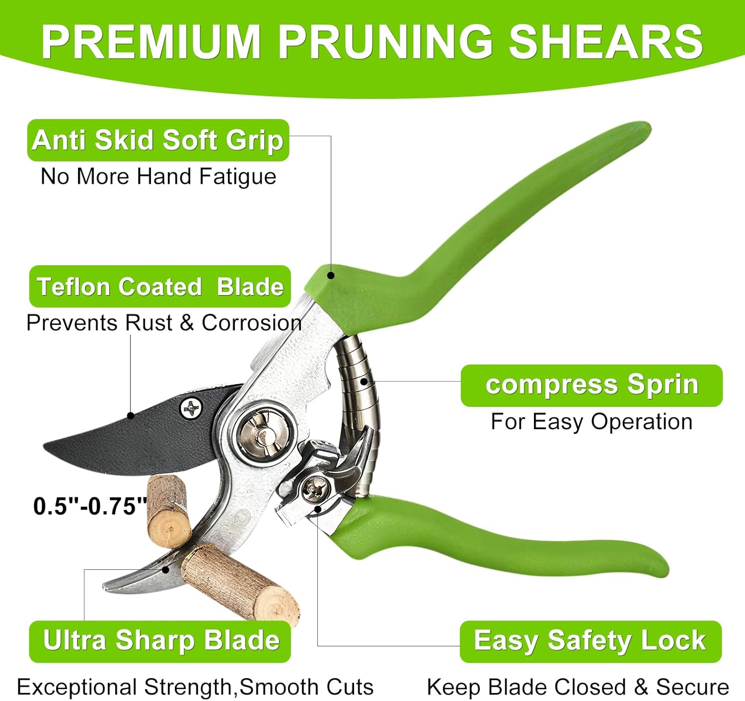 Garden Shears Set with Bypass Pruning Shears & Loppers，Lightweight Garden Clippers for Backyard Gardening, Rose Bush