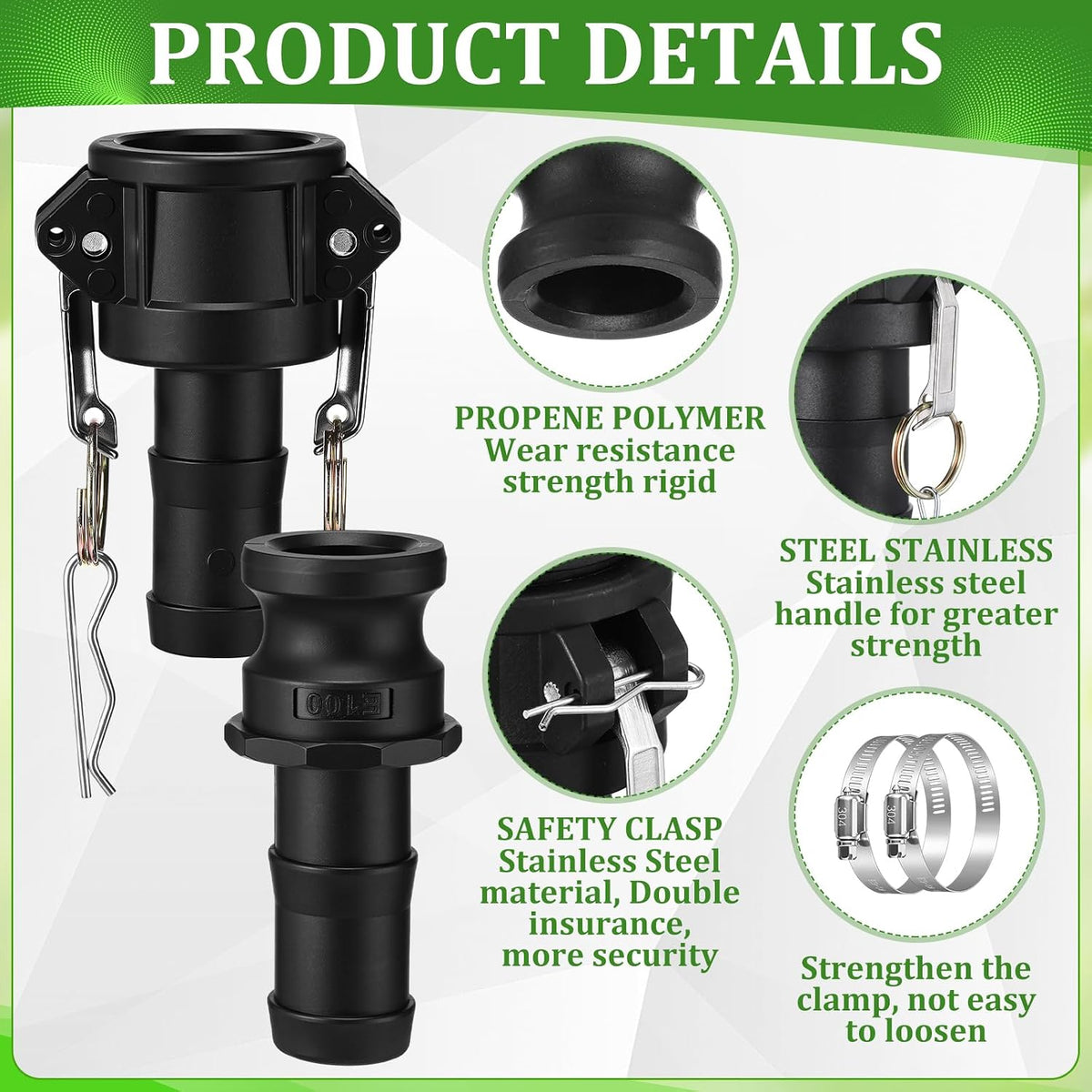 2 Set 1 Inch Camlock Fittings Type C&E