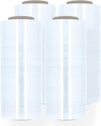 Stretch Wrap, 4 Pack, 12 Inch x 1500 Feet, 90 Gauge, Clear Plastic Cling, Blown Hand Stretch Film Rolls for Packaging