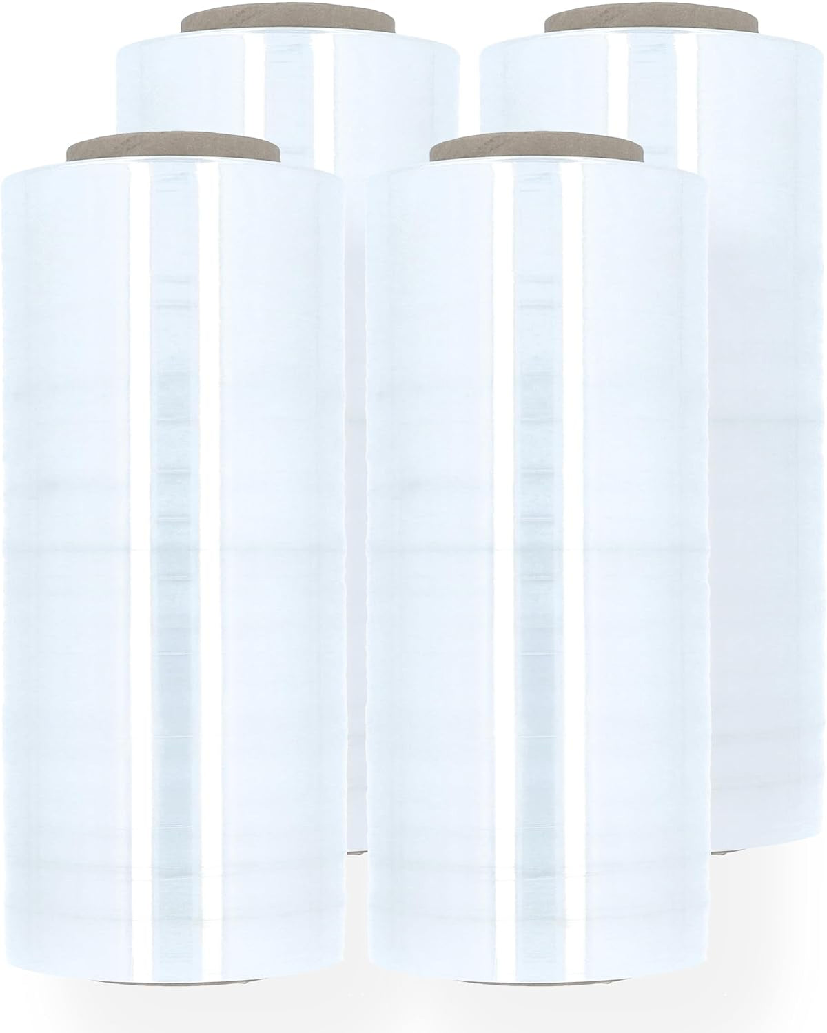 Stretch Wrap, 4 Pack, 12 Inch x 1500 Feet, 90 Gauge, Clear Plastic Cling, Blown Hand Stretch Film Rolls for Packaging