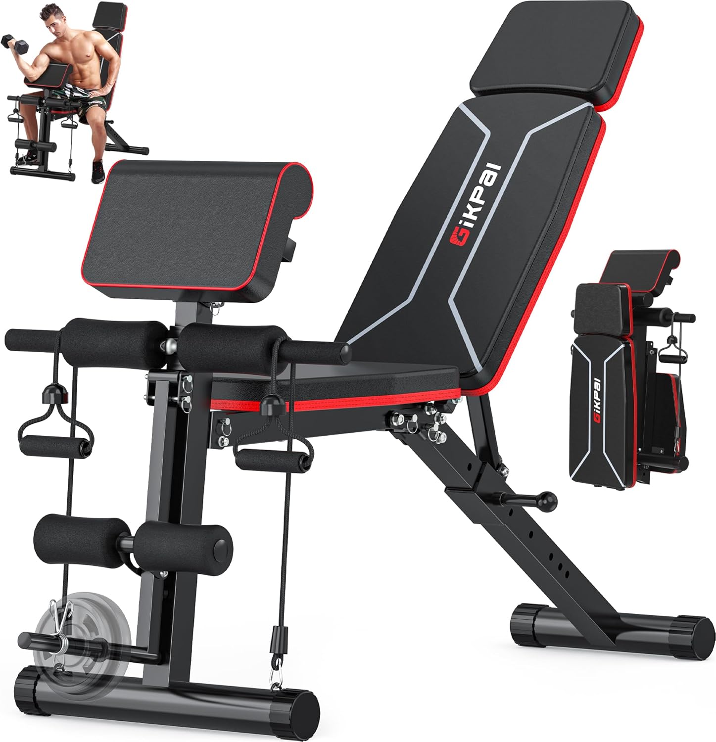 Adjustable Weight Bench - Workout Bench Press for Home Gym | Foldable Incline Decline Sit up Exercise Bench for Full