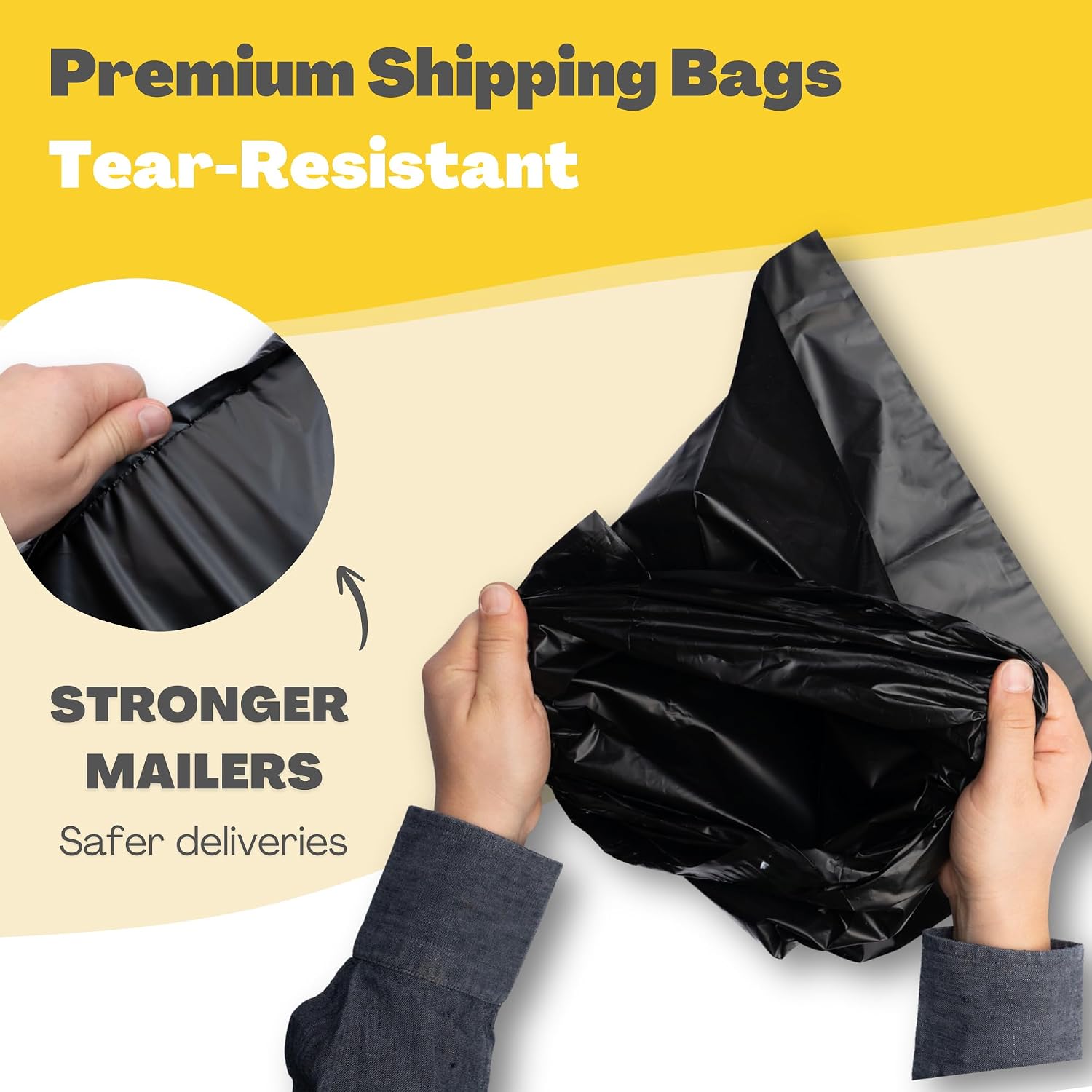 Shipping Bags (12 Pack) with Label Pouch - 14x18 & 18x24 - Poly Mailers for Clothes, Self-Seal Plastic Mailing