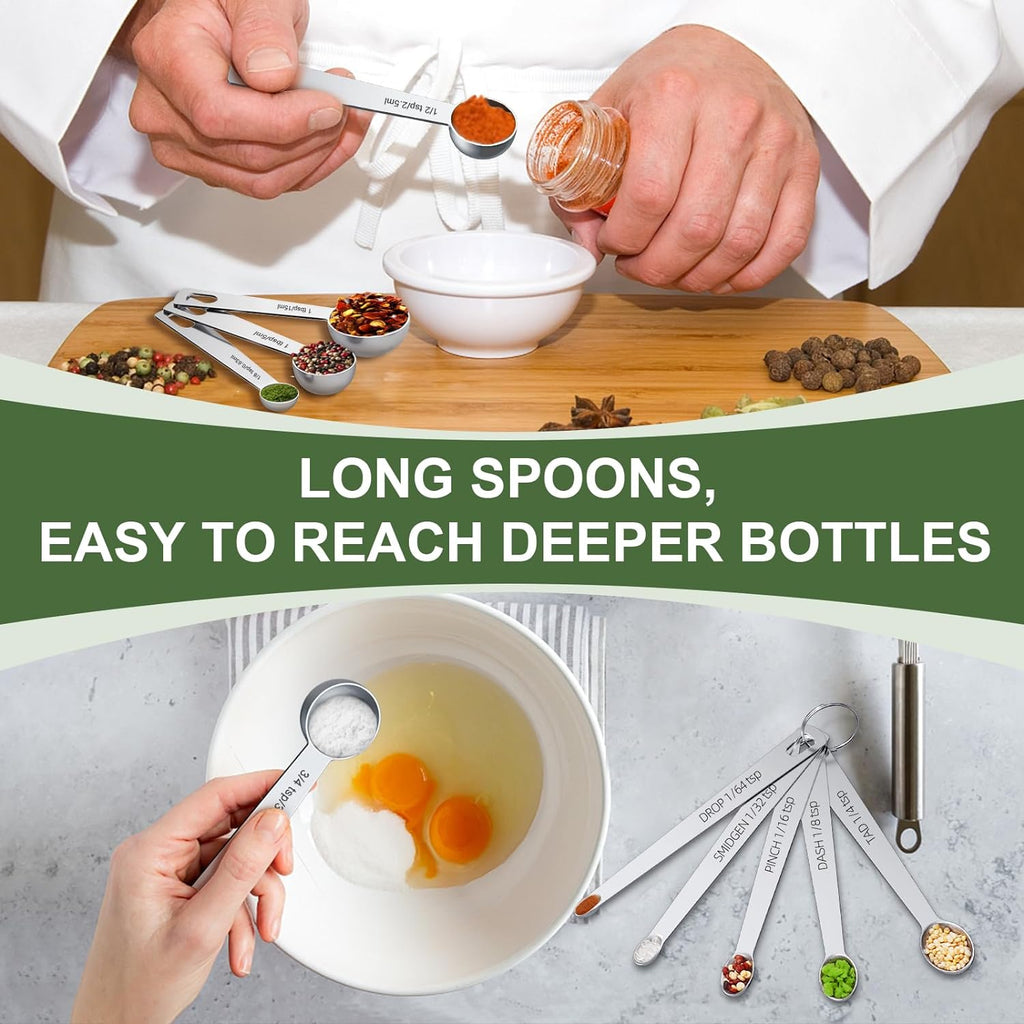 Measuring Cups and Spoons Set, 7 Stainless Steel Nesting Measuring Cups & 7 Spoons, 5 Mini Measuring Spoons & 2