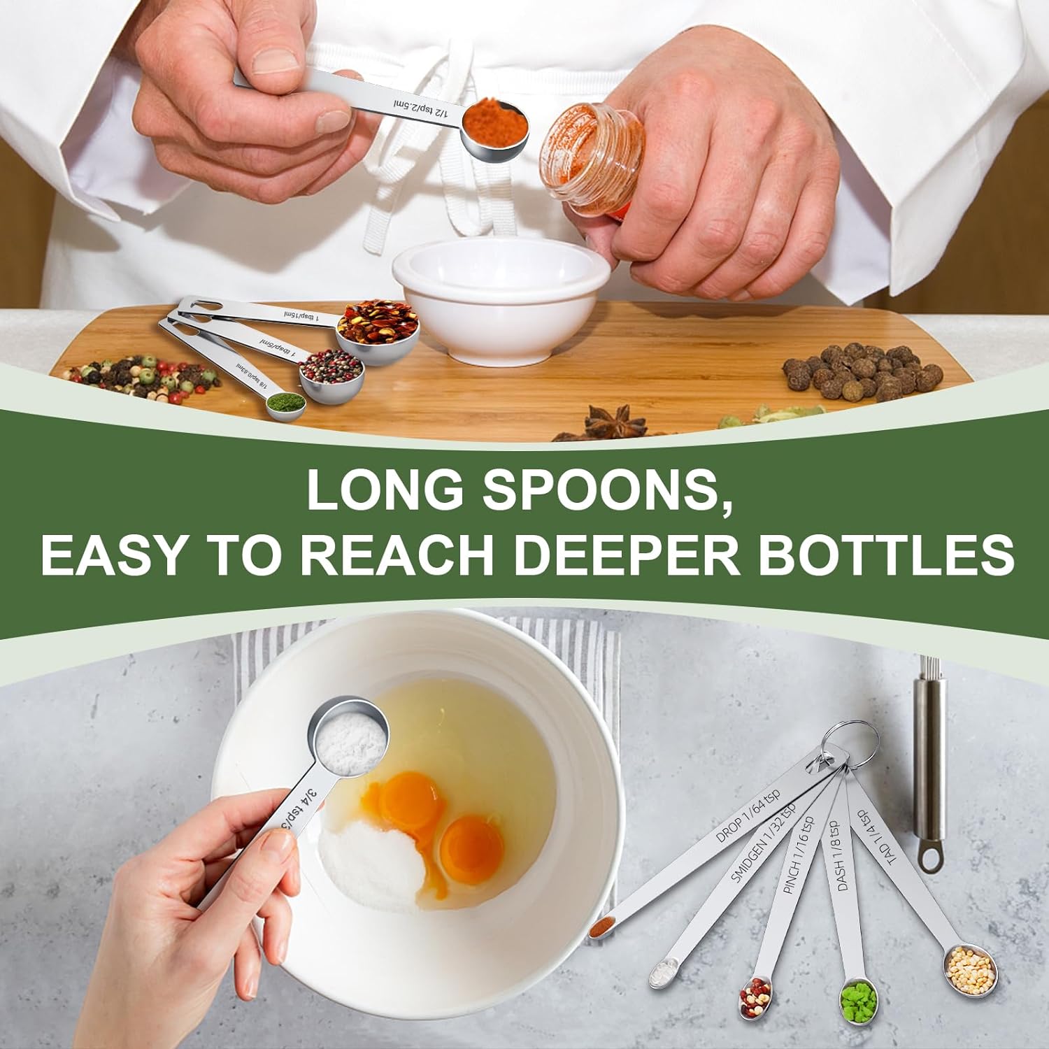 Measuring Cups and Spoons Set, 7 Stainless Steel Nesting Measuring Cups & 7 Spoons, 5 Mini Measuring Spoons & 2