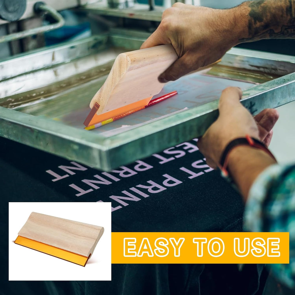 6 Pcs Rubber Screen Printing Squeegee Wooden Ink Scraper 75 Durometer Silk Stencil Screen Printing Squeegee for