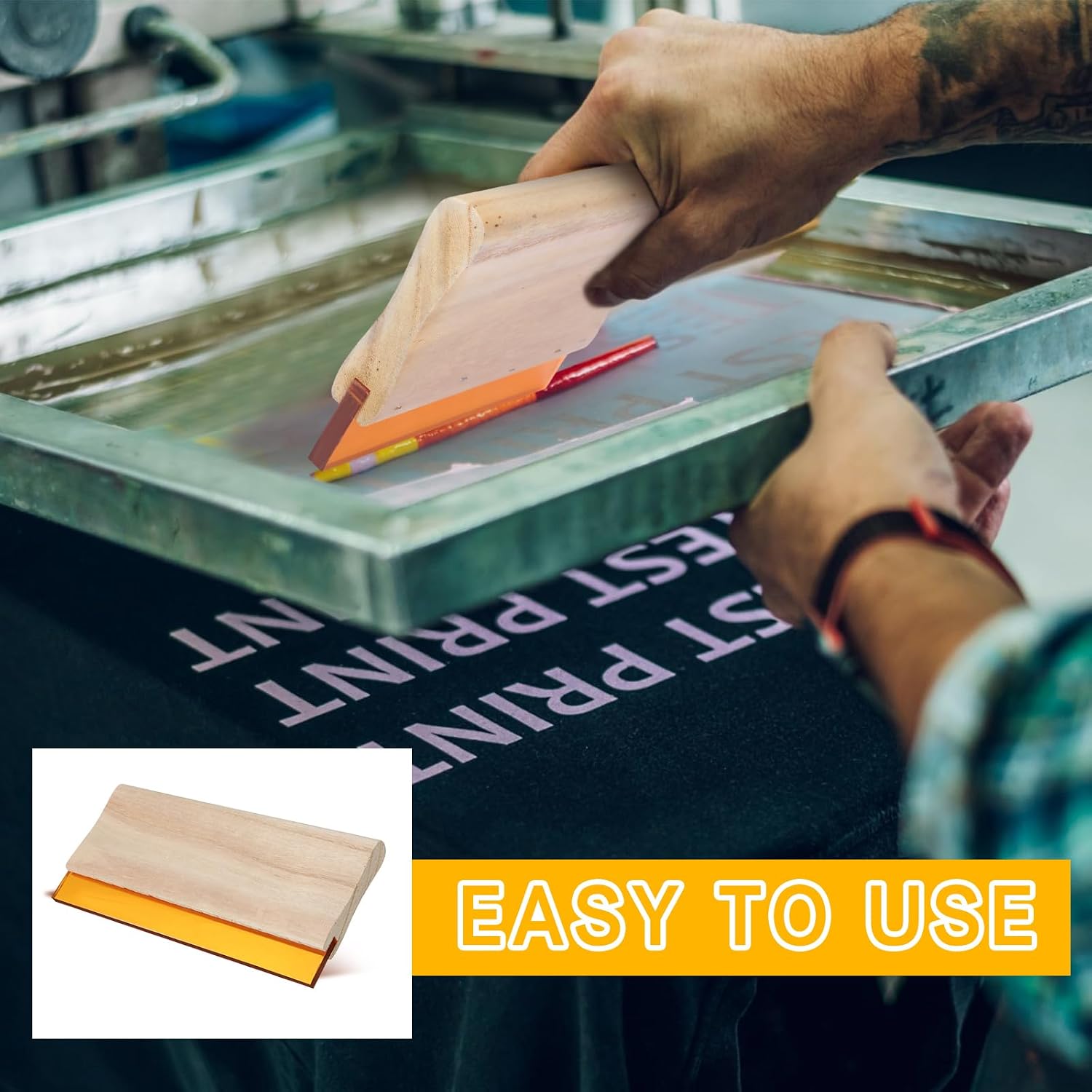 6 Pcs Rubber Screen Printing Squeegee Wooden Ink Scraper 75 Durometer Silk Stencil Screen Printing Squeegee for